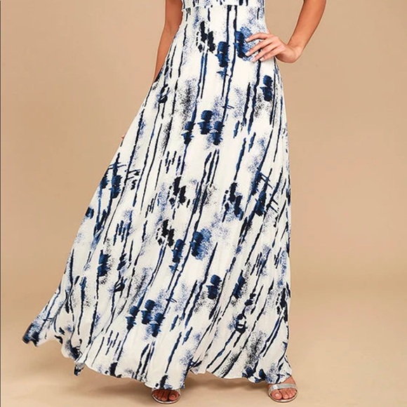 Lulu’s Sea Me Now Blue and White Print Maxi Dress, size M - Picture 7 of 8